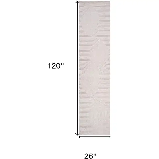 10' Ivory And Cream Striped Indoor Outdoor Runner Rug Photo 7