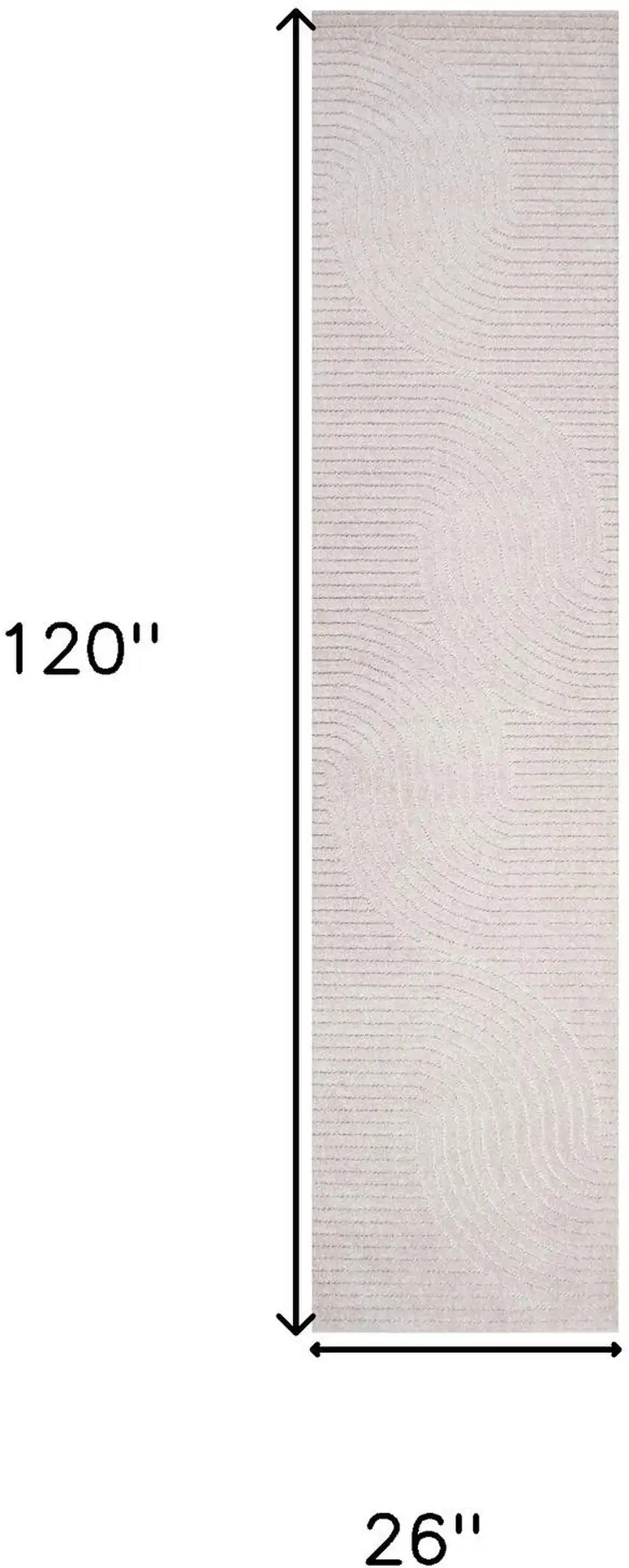 10' Ivory And Cream Striped Indoor Outdoor Runner Rug Photo 7