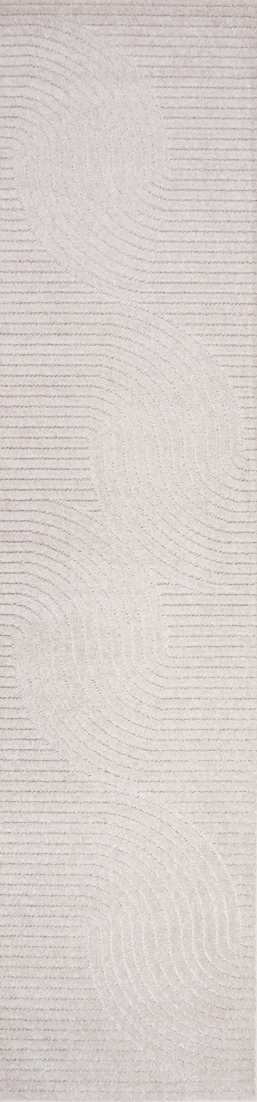 10' Ivory And Cream Striped Indoor Outdoor Runner Rug Photo 1