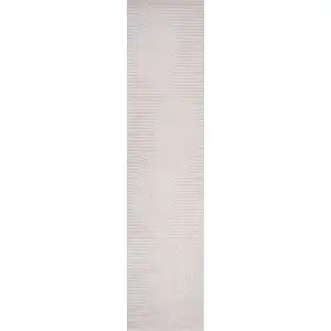 Photo of 10' Ivory And Cream Striped Indoor Outdoor Runner Rug