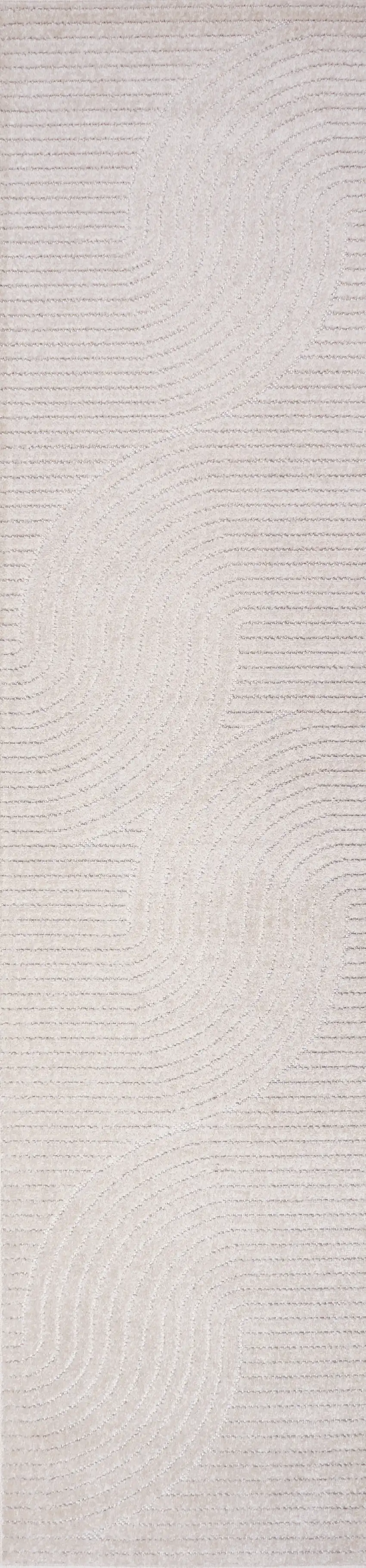 10' Ivory And Cream Striped Indoor Outdoor Runner Rug Photo 2