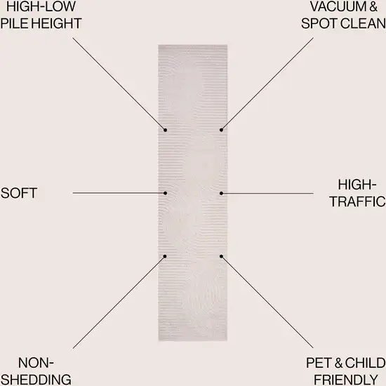 10' Ivory And Cream Striped Indoor Outdoor Runner Rug Photo 7