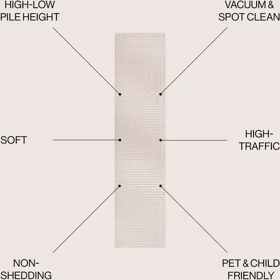 10' Ivory And Cream Striped Indoor Outdoor Runner Rug Photo 5