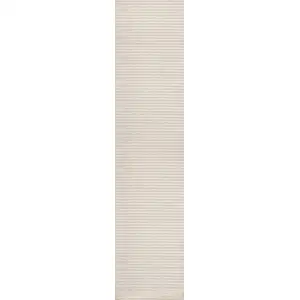 Photo of 10' Ivory And Cream Striped Indoor Outdoor Runner Rug