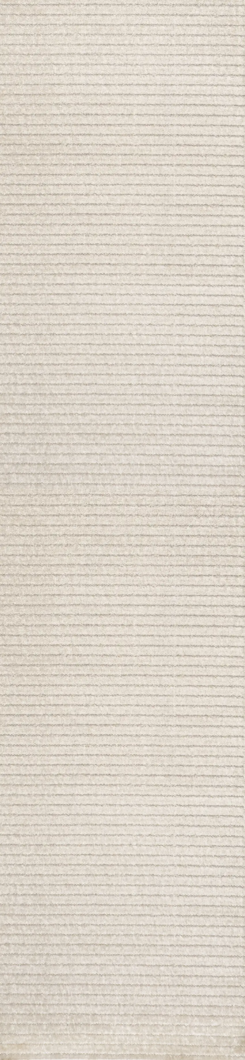 10' Ivory And Cream Striped Indoor Outdoor Runner Rug Photo 1