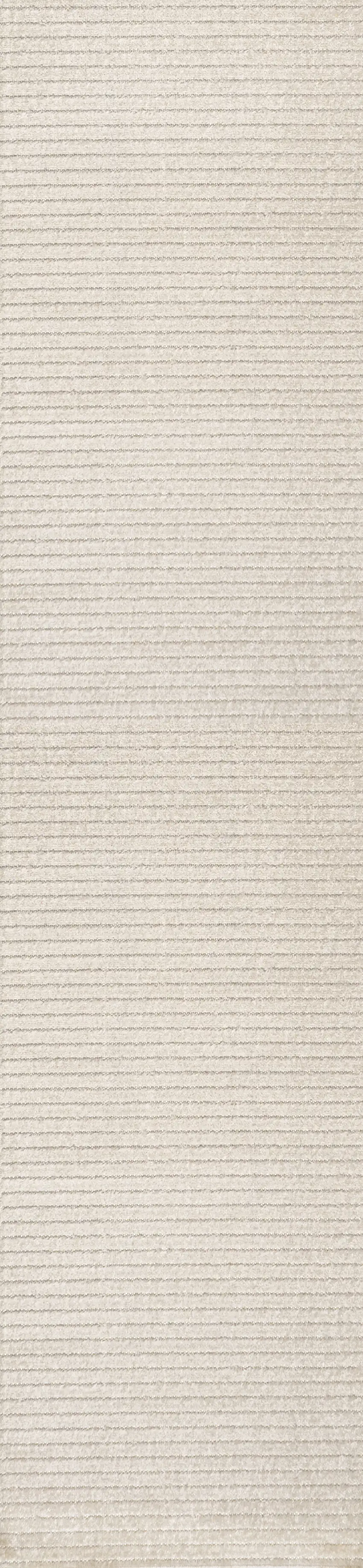 10' Ivory And Cream Striped Indoor Outdoor Runner Rug Photo 3