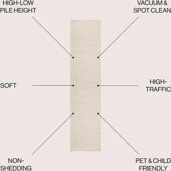 10' Ivory And Cream Striped Indoor Outdoor Runner Rug Photo 6