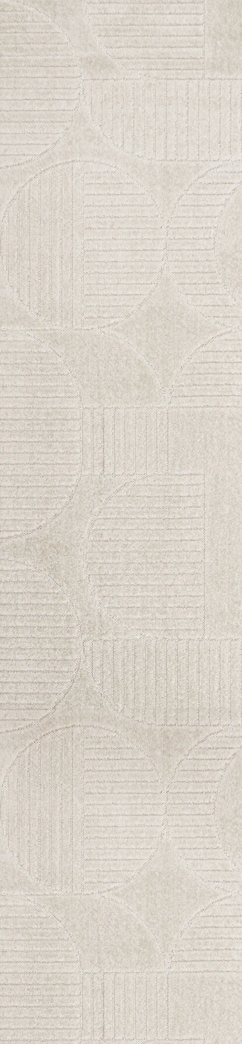 10' Ivory And Cream Striped Indoor Outdoor Runner Rug Photo 1