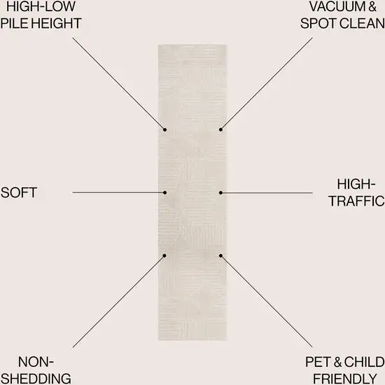 10' Ivory And Cream Striped Indoor Outdoor Runner Rug Photo 7