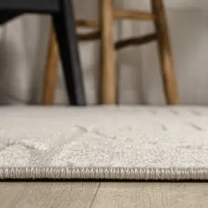 Photo of 10' Ivory And Cream Striped Indoor Outdoor Runner Rug