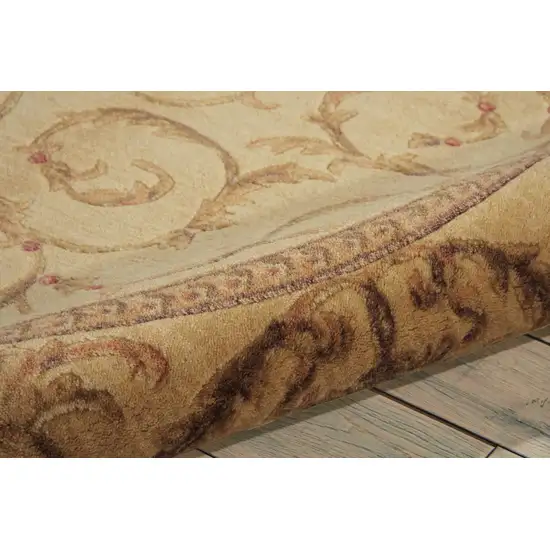 6' Ivory And Gold Floral Non Skid Round Rug Photo 9