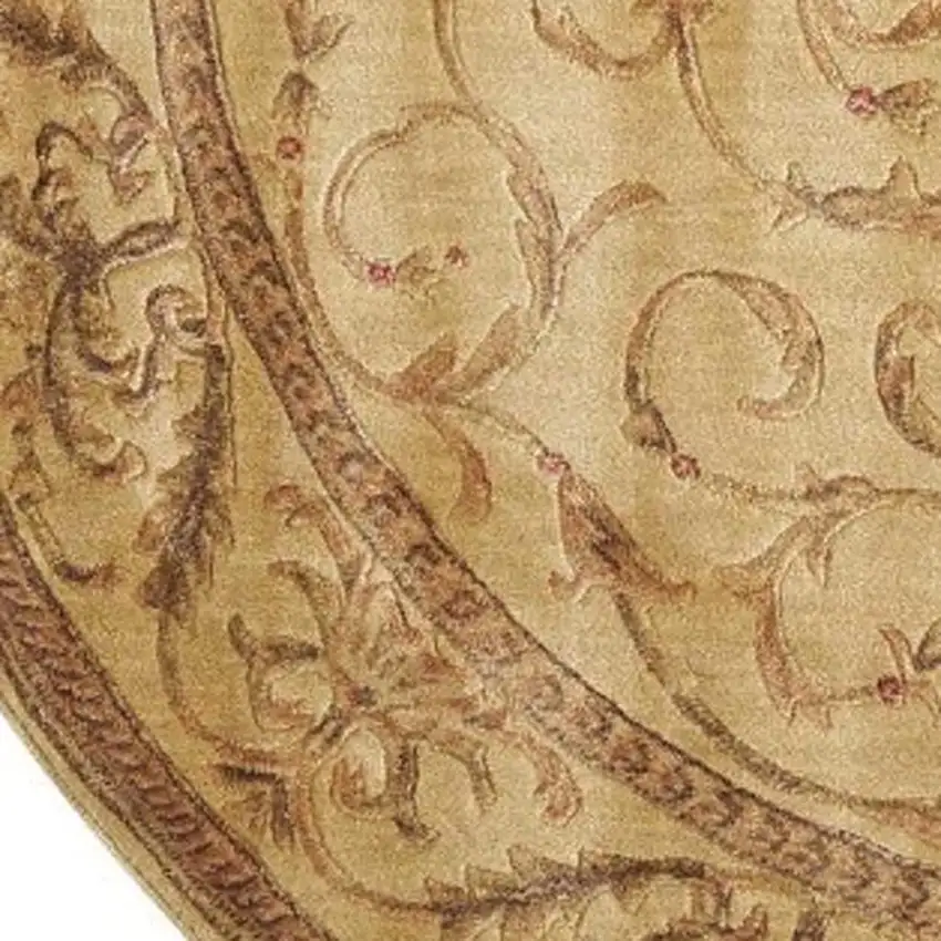 6' Ivory And Gold Floral Non Skid Round Rug Photo 3
