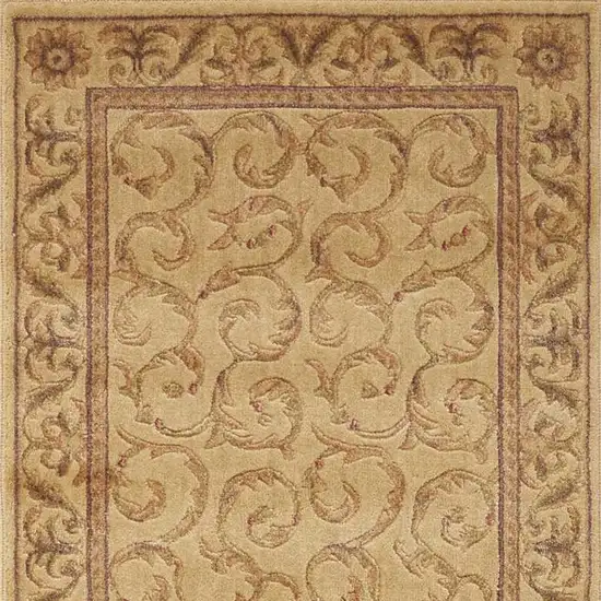 8' Ivory And Gold Floral Non Skid Runner Rug Photo 4