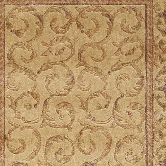 8' Ivory And Gold Floral Non Skid Runner Rug Photo 6