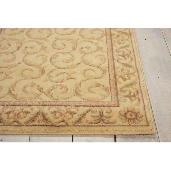 8' Ivory And Gold Floral Non Skid Runner Rug Photo 8