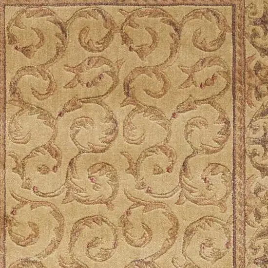 8' Ivory And Gold Floral Non Skid Runner Rug Photo 2