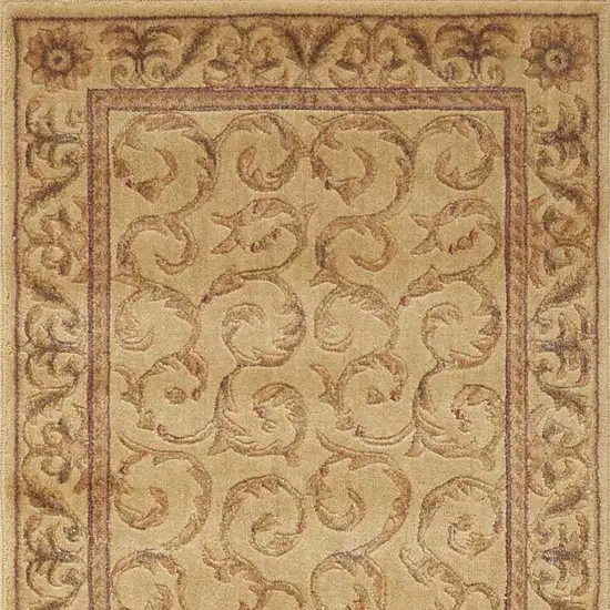 8' Ivory And Gold Floral Non Skid Runner Rug Photo 7