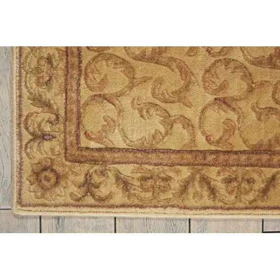 6' Ivory And Gold Floral Non Skid Runner Rug Photo 9