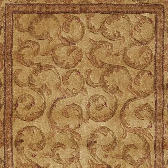 6' Ivory And Gold Floral Non Skid Runner Rug Photo 6