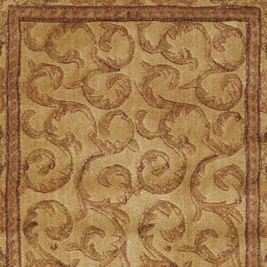 6' Ivory And Gold Floral Non Skid Runner Rug Photo 6
