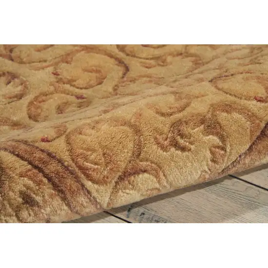 6' Ivory And Gold Floral Non Skid Runner Rug Photo 8