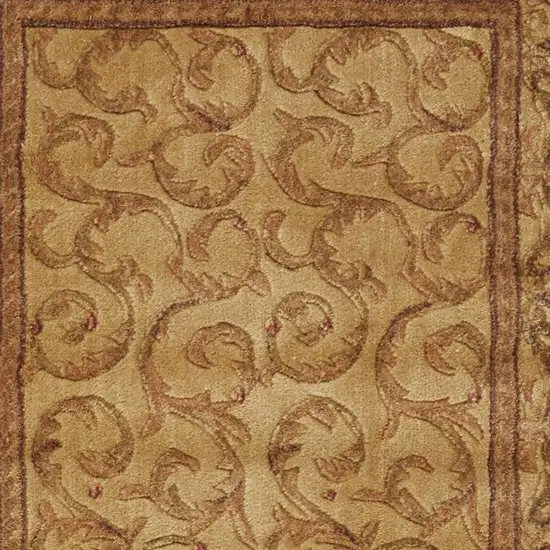 6' Ivory And Gold Floral Non Skid Runner Rug Photo 3