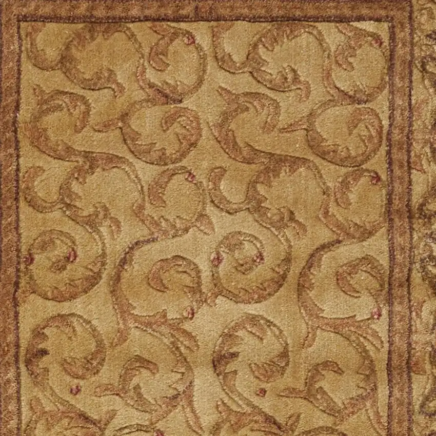 6' Ivory And Gold Floral Non Skid Runner Rug Photo 3