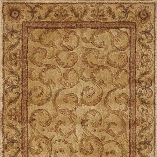 6' Ivory And Gold Floral Non Skid Runner Rug Photo 7