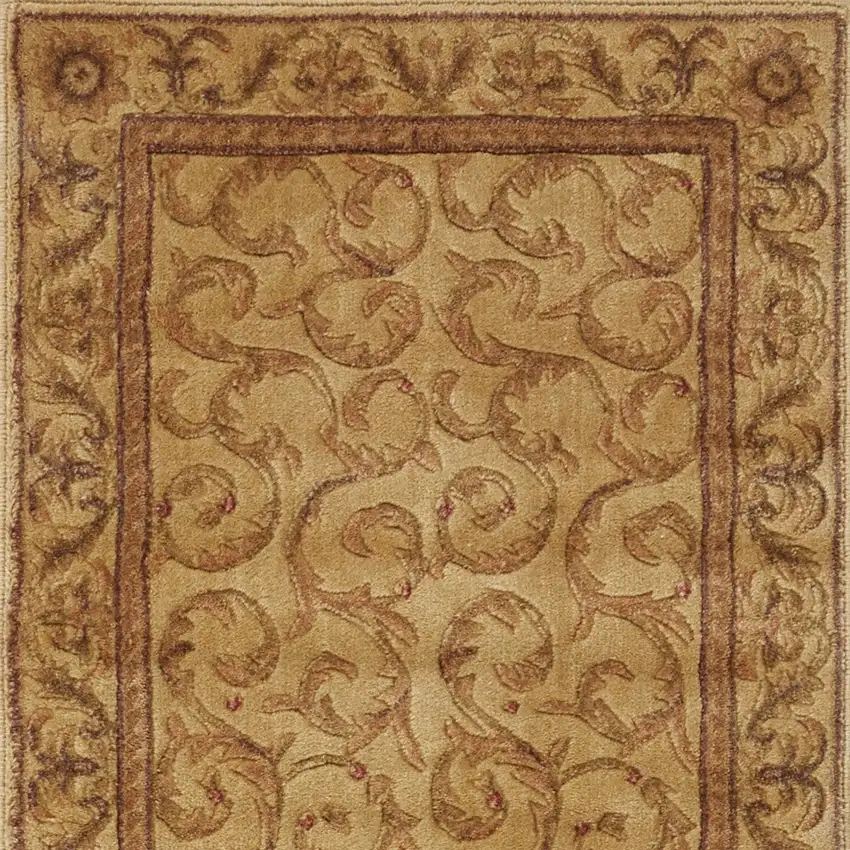 6' Ivory And Gold Floral Non Skid Runner Rug Photo 7