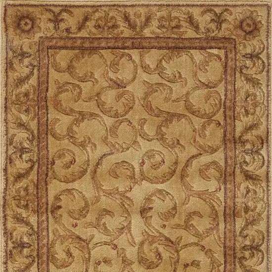6' Ivory And Gold Floral Non Skid Runner Rug Photo 4