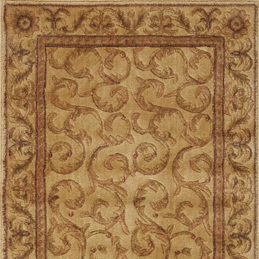 6' Ivory And Gold Floral Non Skid Runner Rug Photo 4