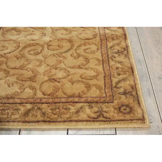 6' Ivory And Gold Floral Non Skid Runner Rug Photo 8