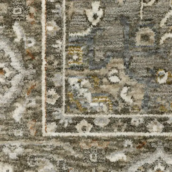 8' Ivory And Gold Medallion Runner Rug With Fringe Photo 5