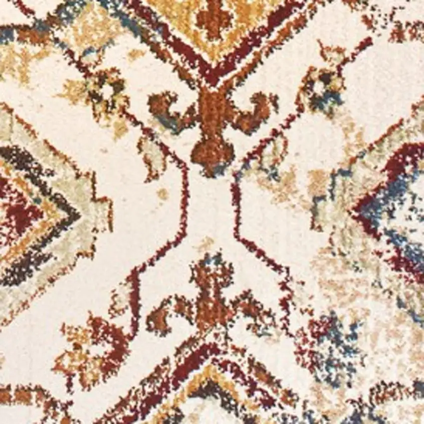 8' Ivory And Gold Oriental Round Rug Photo 5