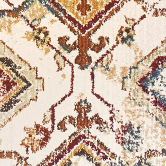 8' Ivory And Gold Oriental Round Rug Photo 5
