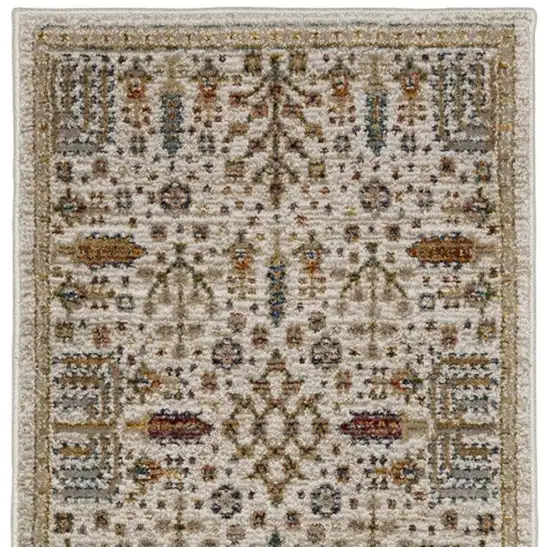 8' Ivory And Gold Oriental Runner Rug Photo 2