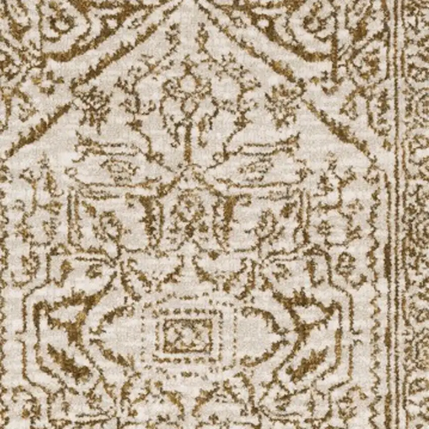 8' Ivory And Gold Oriental Runner Rug Photo 6