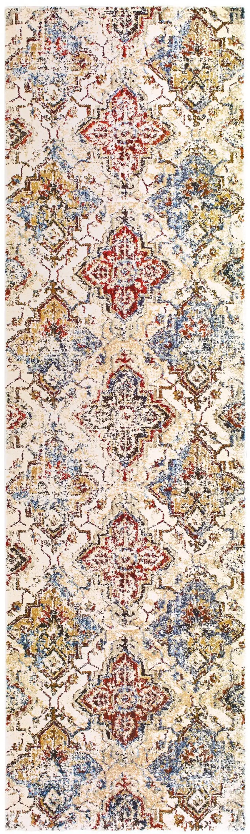 8' Ivory And Gold Oriental Runner Rug Photo 4