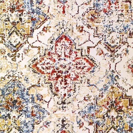 8' Ivory And Gold Oriental Runner Rug Photo 6