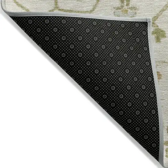 8' Ivory And Gold Round Floral Washable Indoor Outdoor Area Rug Photo 9