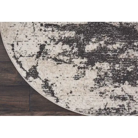 4' Ivory And Gray Abstract Non Skid Round Rug Photo 7