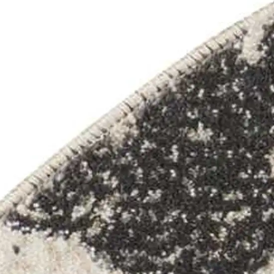 4' Ivory And Gray Abstract Non Skid Round Rug Photo 5