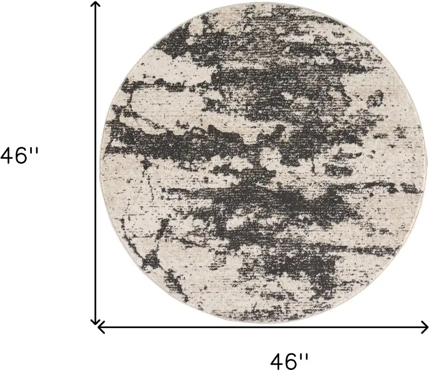 4' Ivory And Gray Abstract Non Skid Round Rug Photo 9