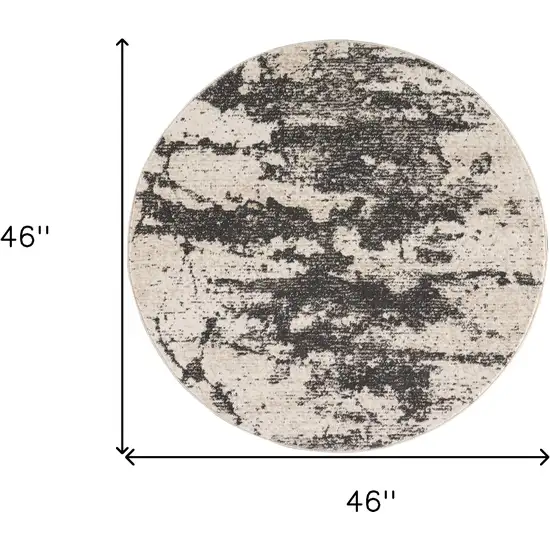 4' Ivory And Gray Abstract Non Skid Round Rug Photo 9