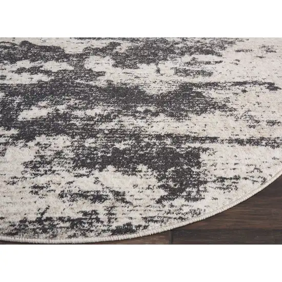 4' Ivory And Gray Abstract Non Skid Round Rug Photo 6
