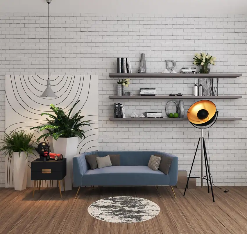 4' Ivory And Gray Abstract Non Skid Round Rug Photo 1