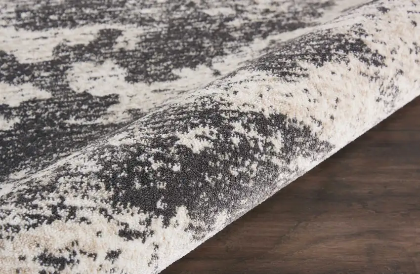 4' Ivory And Gray Abstract Non Skid Round Rug Photo 8