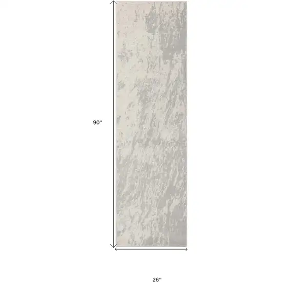 8' Ivory And Gray Abstract Non Skid Runner Rug Photo 3