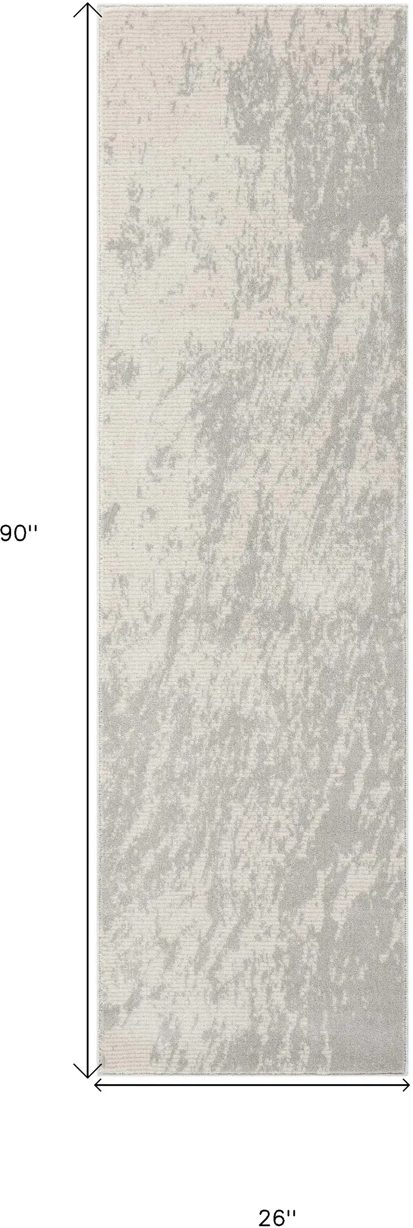 8' Ivory And Gray Abstract Non Skid Runner Rug Photo 3