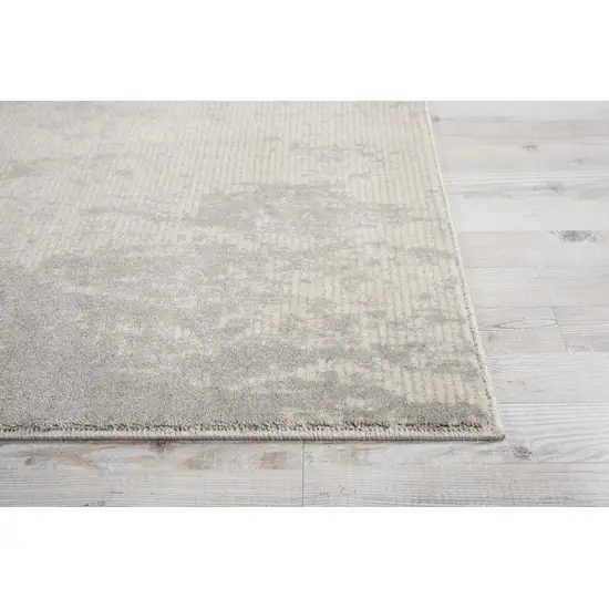 8' Ivory And Gray Abstract Non Skid Runner Rug Photo 8